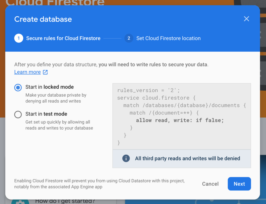 Firebase Cloud Firestore Database
