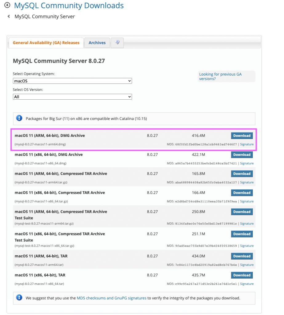 mysql server installer dmg