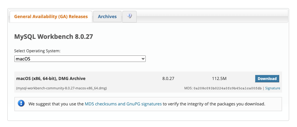 mysql workbench monterey